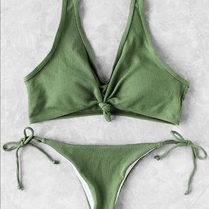 Shein green bikini top and bottom